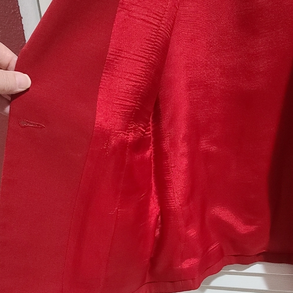 Angelica For Mary Kay Bold Red Jacket Blazer 12 Tall PTP 20 - Picture 7 of 11